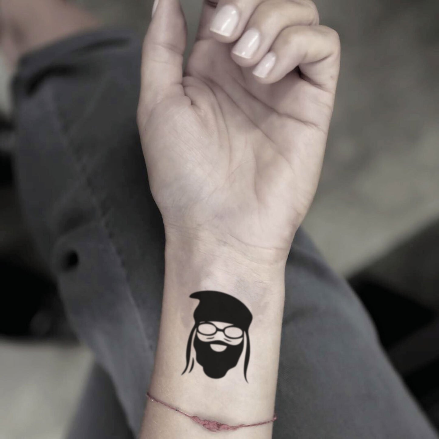 fake small albus dumbledore harry potter Minimalist temporary tattoo sticker design idea on wrist