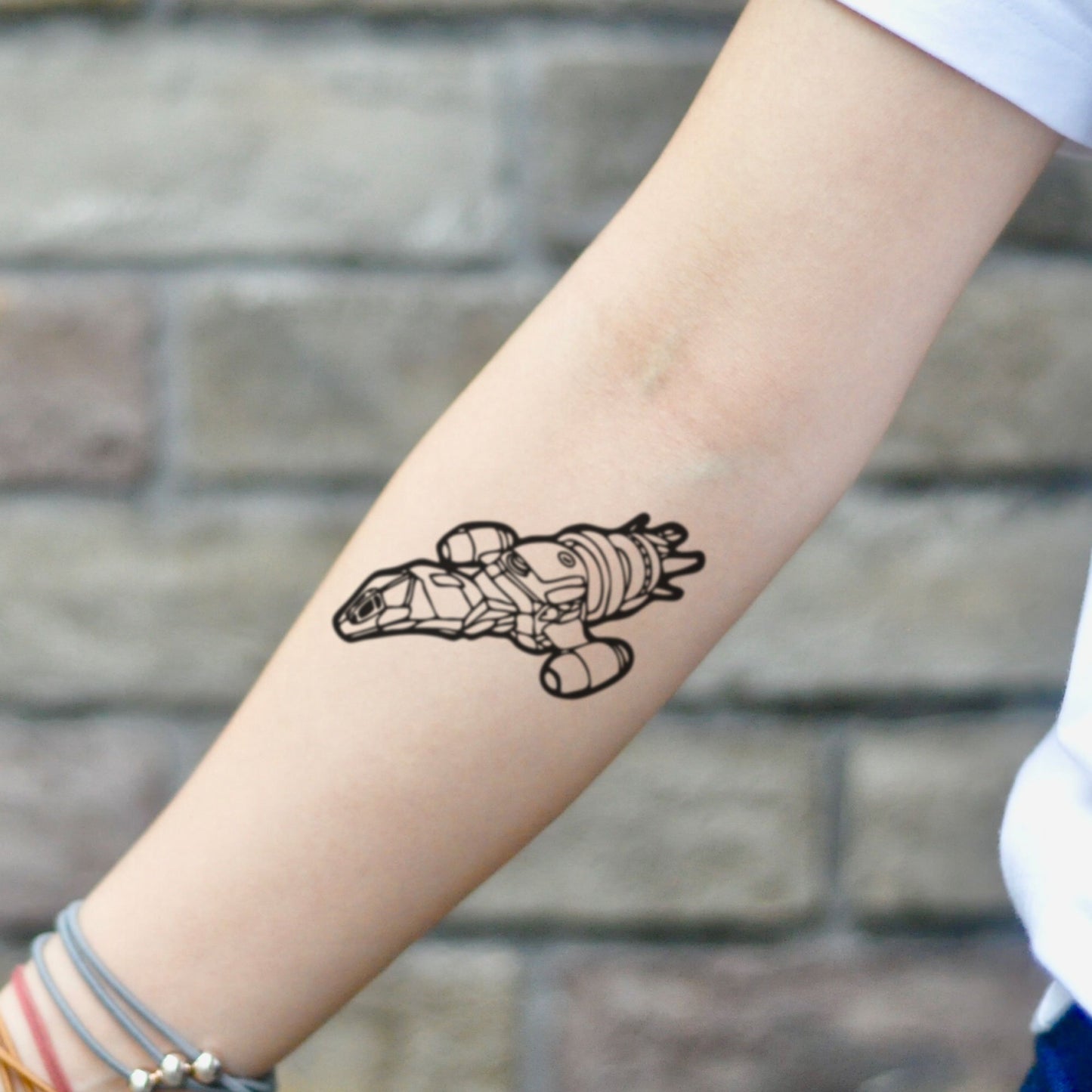 fake small firefly serenity illustrative temporary tattoo sticker design idea on inner arm