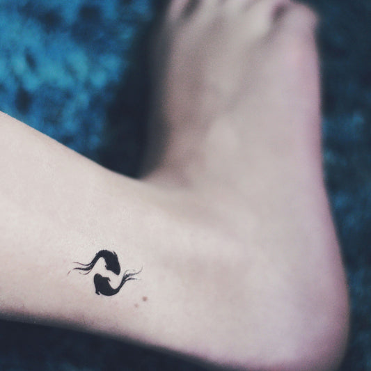 fake small goldfish pair pisces yin yang koi fish zodiac sign animal temporary tattoo sticker design idea on ankle