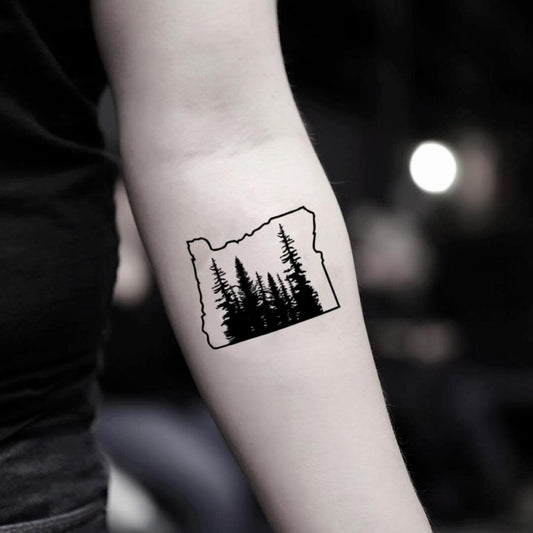 fake small oregon mount mt hood nature temporary tattoo sticker design idea on inner arm