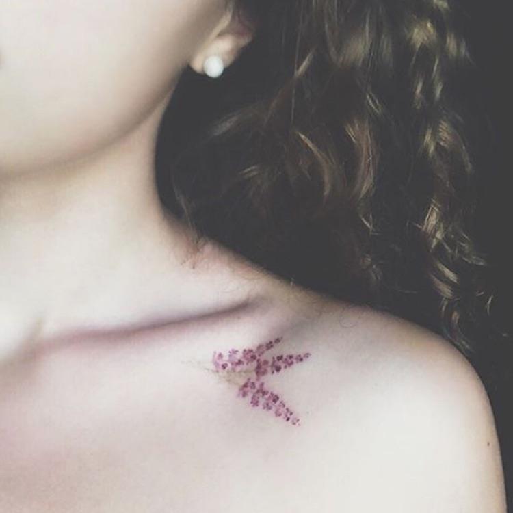 small lavender flower tattoo Purple Lavender Temporary Tattoo Sticker