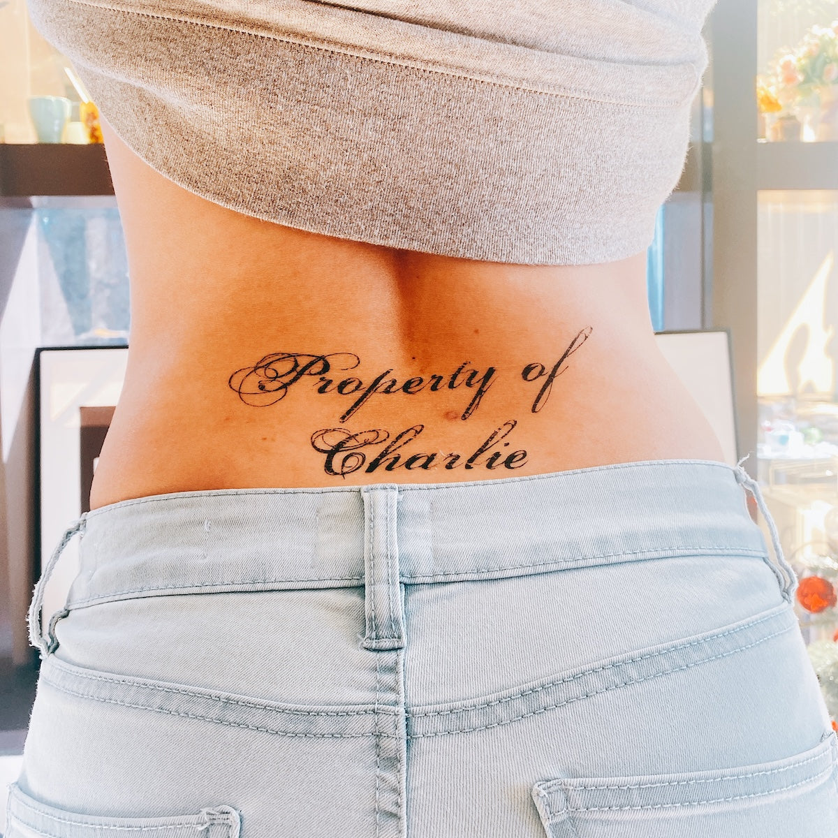 OhMyTat Custom Name & Lettering Temporary Tattoo - Property of Charlie