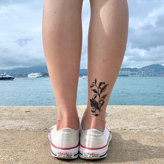 fake medium belladonna deadly nightshade flower temporary tattoo sticker design idea on ankle