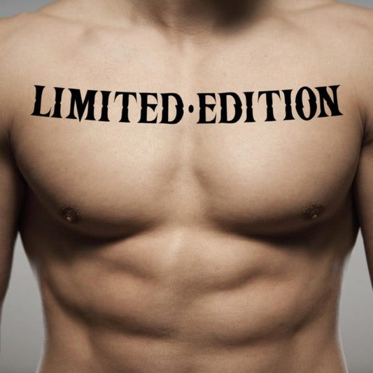 fake big david bromstad limited edition lettering temporary tattoo sticker design idea on chest