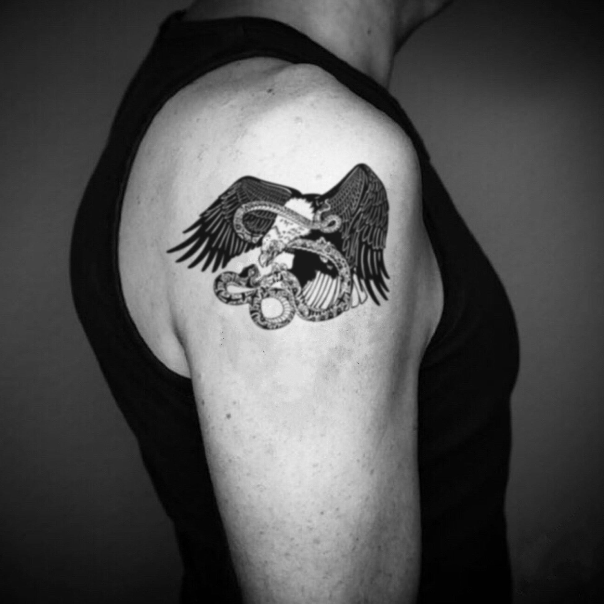 fake big eagle snake Animal temporary tattoo sticker design idea on upper arm