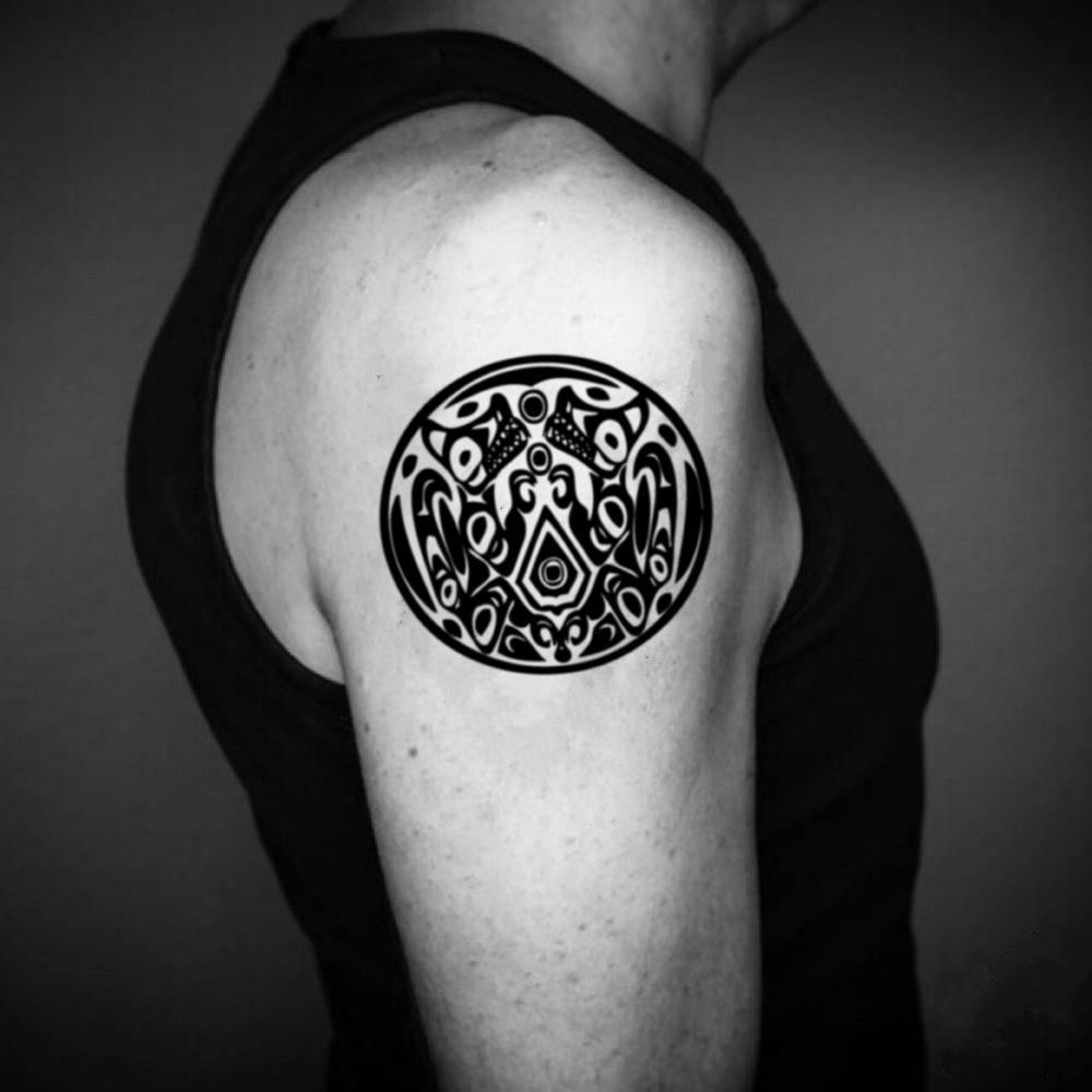 fake big twilight quileute tribe tribal temporary tattoo sticker design idea on upper arm