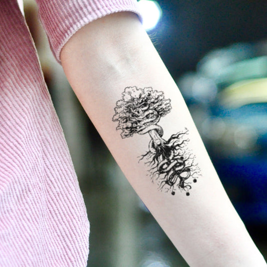 fake medium as above so below nature temporary tattoo sticker design idea on forearm