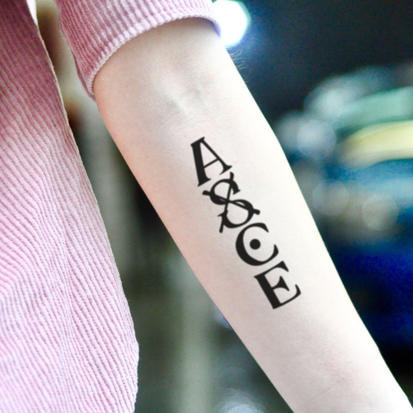 fake medium asce portgas d ace one piece zoro lettering temporary tattoo sticker design idea on inner arm