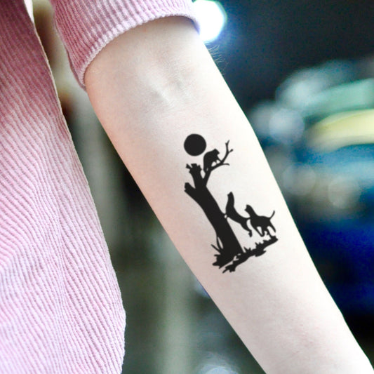 fake medium coon raccoon hunting Animal temporary tattoo sticker design idea on inner arm