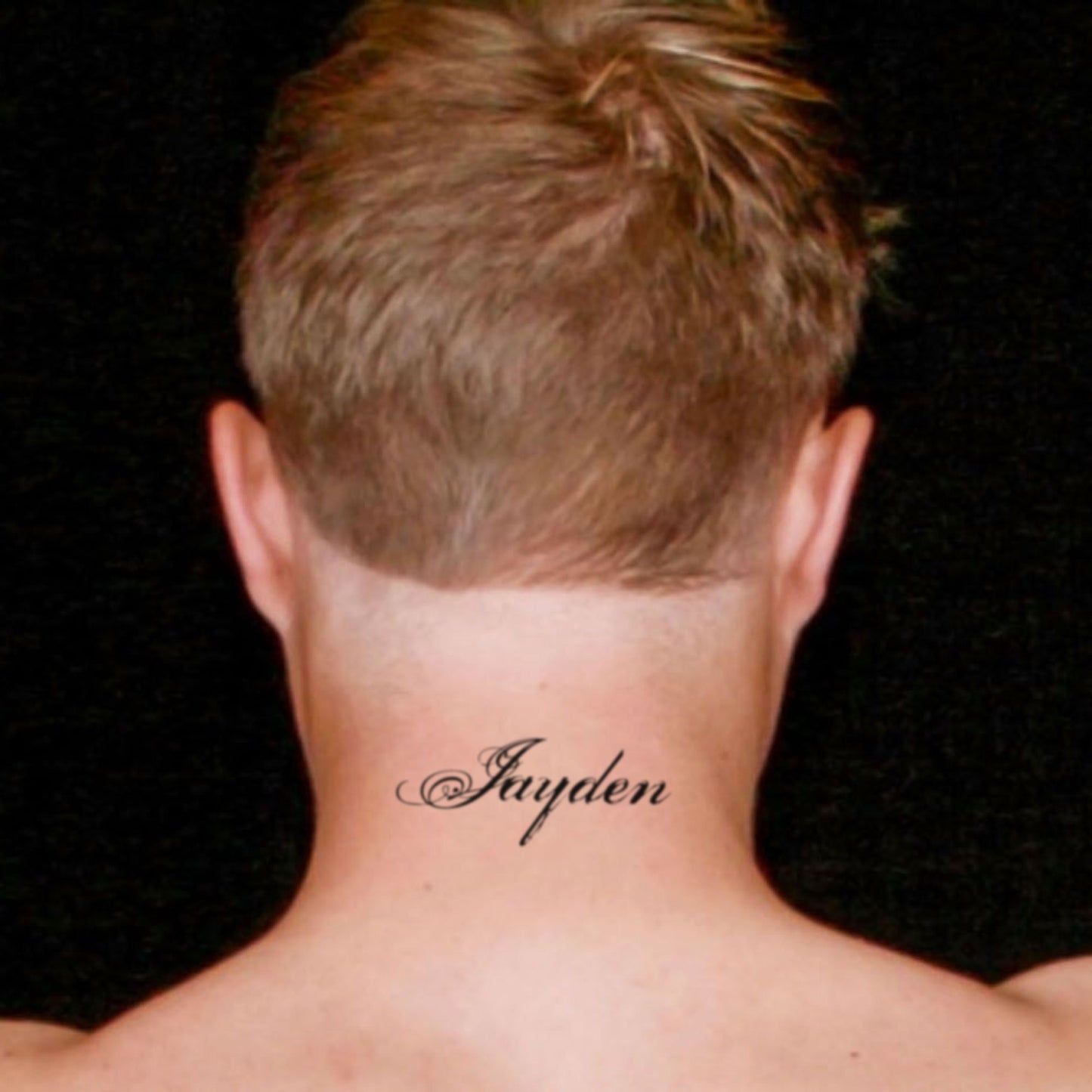 fake medium jayden lettering temporary tattoo sticker design idea on neck