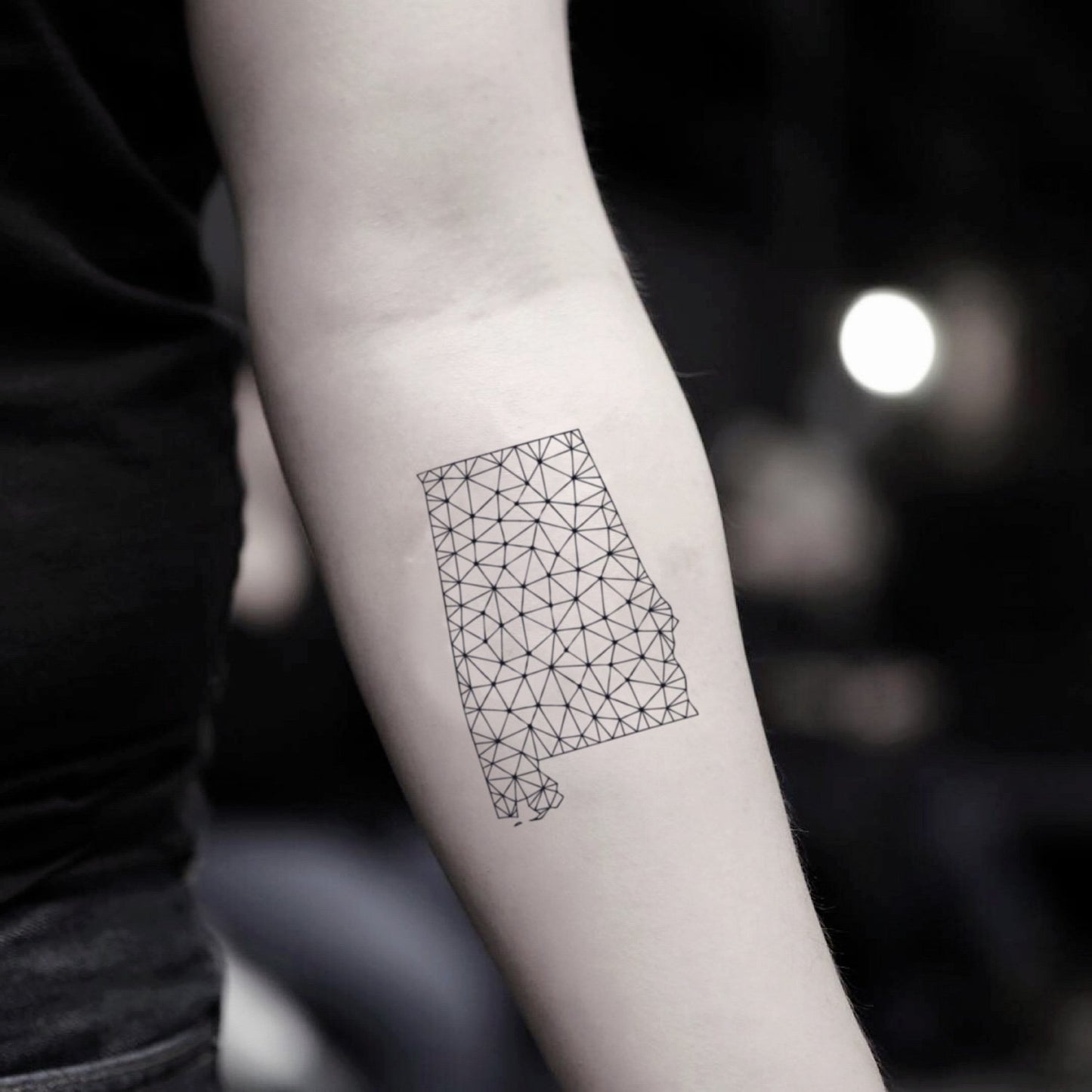 fake small alabama state geometric temporary tattoo sticker design idea on inner arm