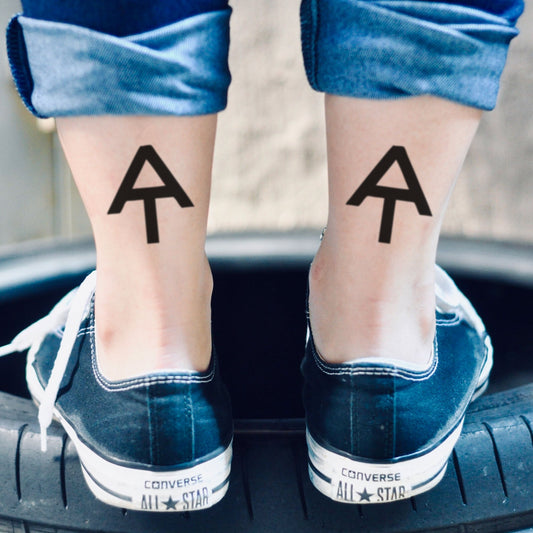 fake small appalachian trail back of leg minimalist temporary tattoo sticker design idea on ankle