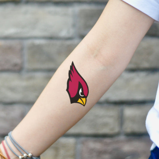 fake small arizona cardinals color temporary tattoo sticker design idea on inner arm