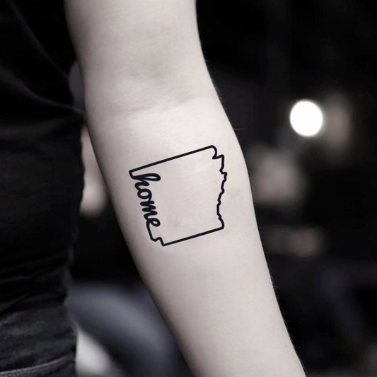 fake small arkansas minimalist temporary tattoo sticker design idea on inner arm