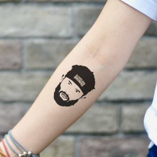 fake small baker mayfield portrait temporary tattoo sticker design idea on inner arm