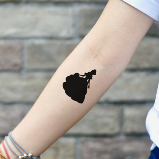 fake small belle disney minimalist temporary tattoo sticker design idea on inner arm