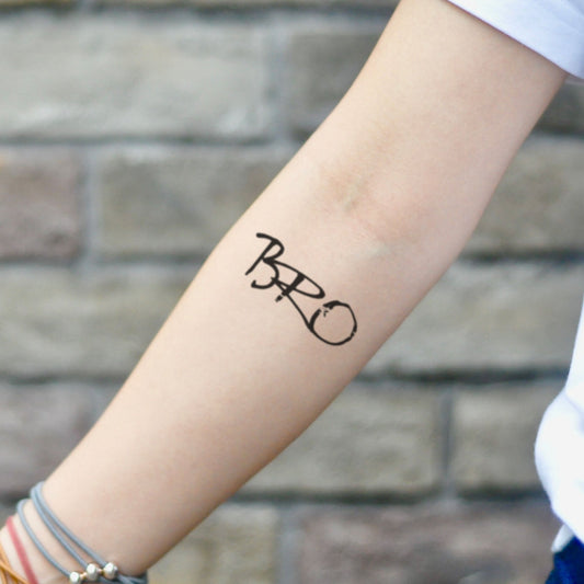 fake small bro brothers forever lettering temporary tattoo sticker design idea on inner arm