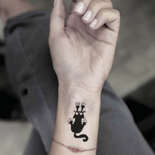fake small cat scratch illustrative temporary tattoo sticker design idea on wrist