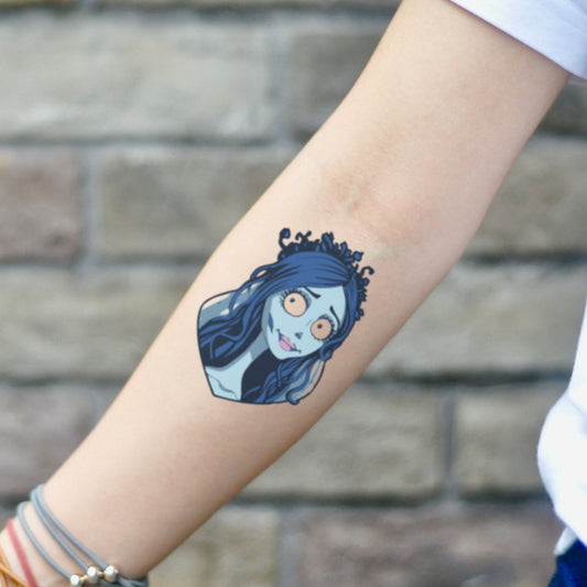 fake small corpse bride Cartoon temporary tattoo sticker design idea on inner arm