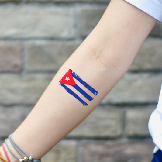 fake small cuban flag Color temporary tattoo sticker design idea on inner arm