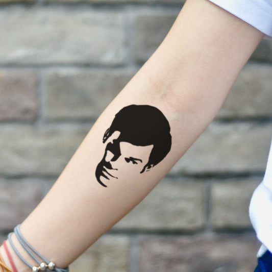 fake small dexter morgan Portrait temporary tattoo sticker design idea on inner arm