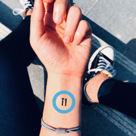 fake small diabetes type 1 2 one two t1d color temporary tattoo sticker design idea on wrist