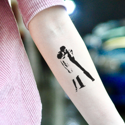 fake small dirty dancing Illustrative temporary tattoo sticker design idea on inner arm