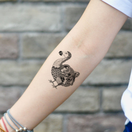 fake small dodo bird Animal temporary tattoo sticker design idea on inner arm