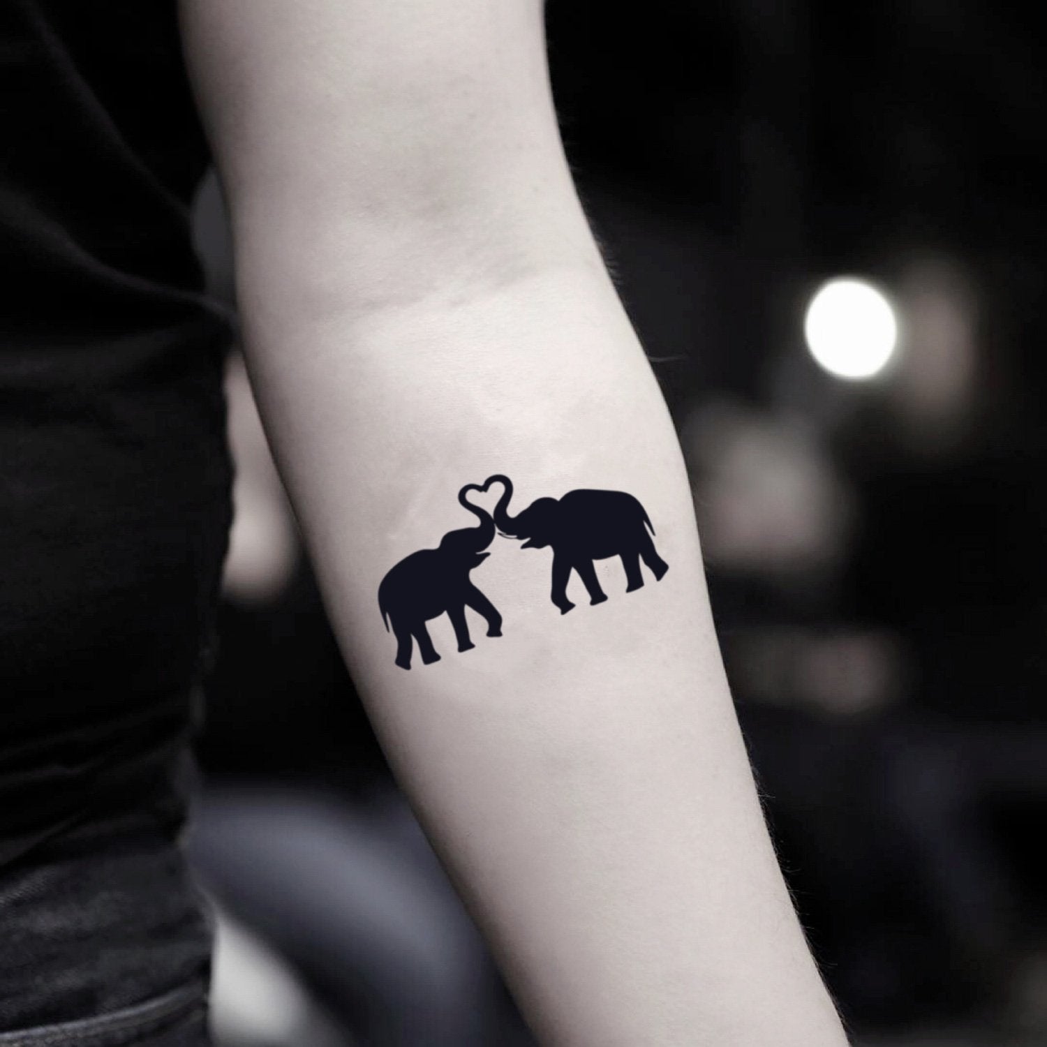 fake small elephant heart animal temporary tattoo sticker design idea on inner arm