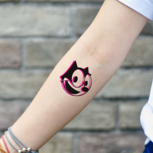 fake small felix the cat cartoon temporary tattoo sticker design idea on inner arm