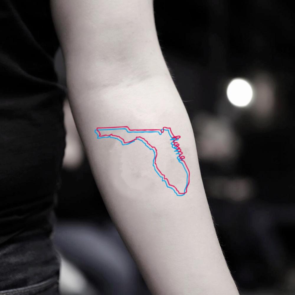 fake small state of florida flag fl boy color temporary tattoo sticker design idea on inner arm