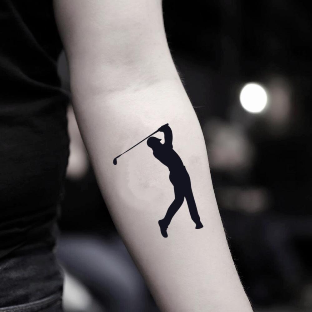 fake small golf illustrative temporary tattoo sticker design idea on inner arm