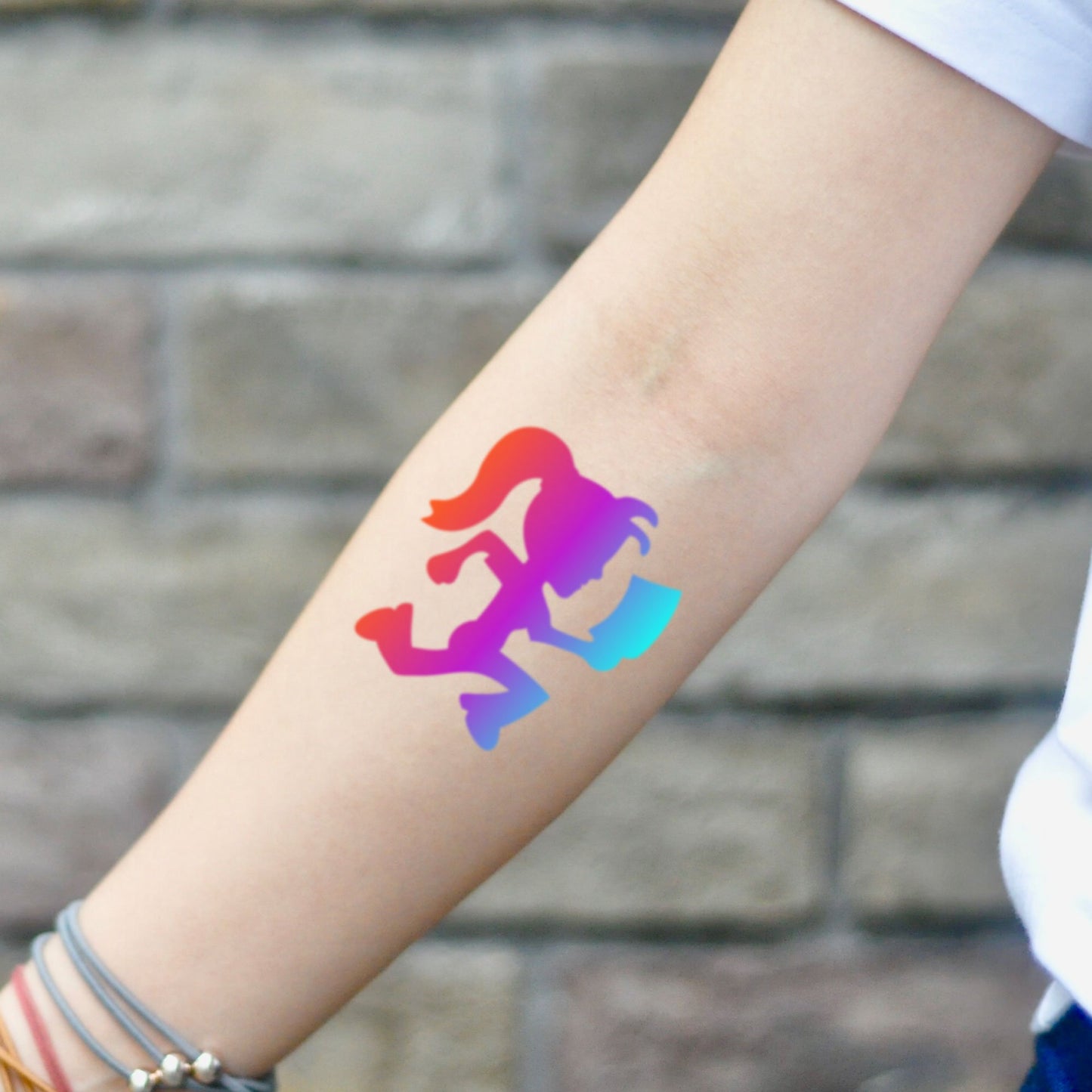 fake small juggalette hatchet girl color temporary tattoo sticker design idea on inner arm