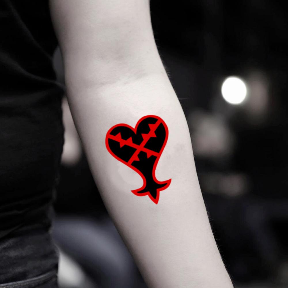 fake small heartless color temporary tattoo sticker design idea on inner arm