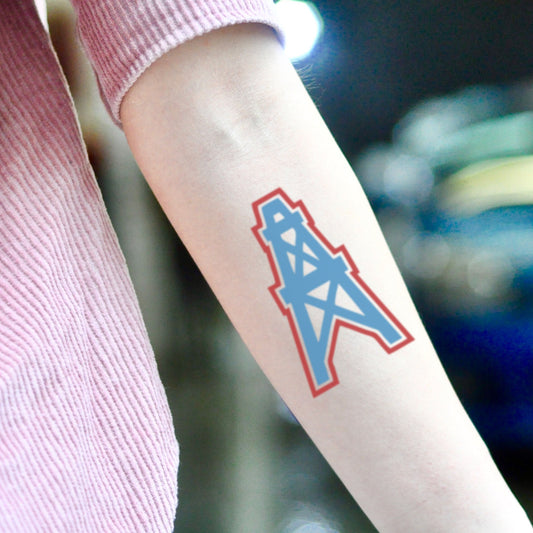 fake small houston oilers color temporary tattoo sticker design idea on inner arm