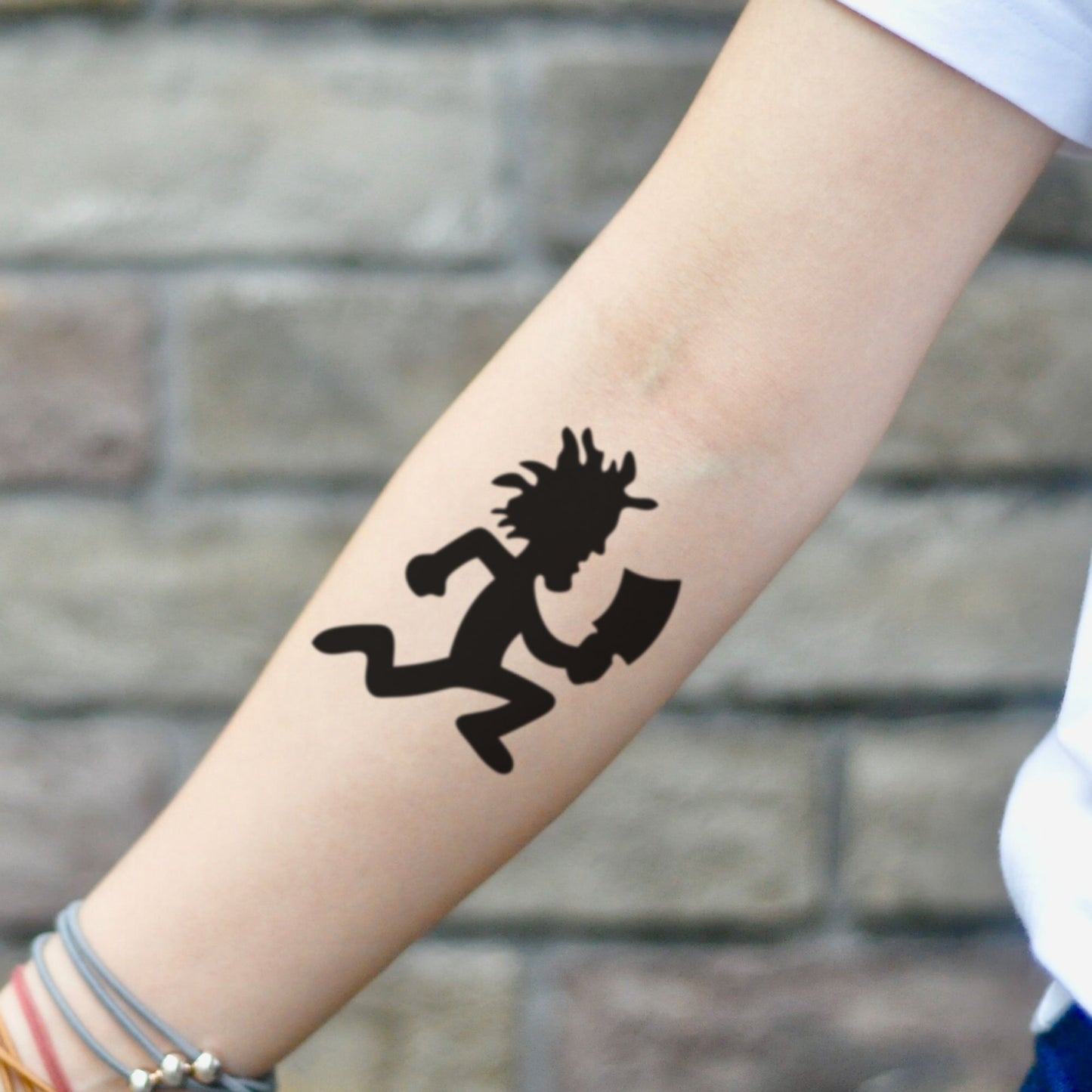 fake small juggalette juggalo hatchet man minimalist temporary tattoo sticker design idea on inner arm