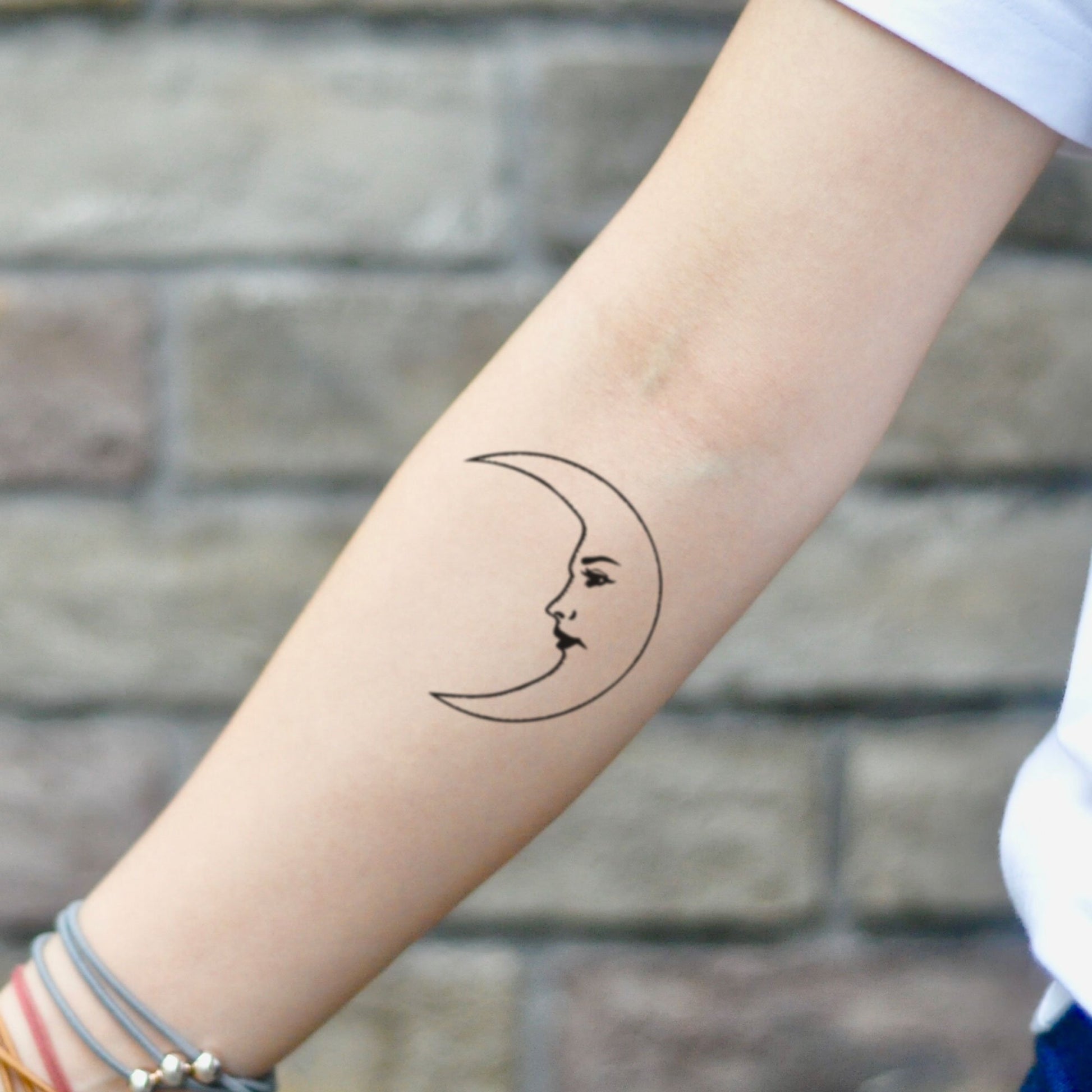 fake small la luna nature temporary tattoo sticker design idea on inner arm