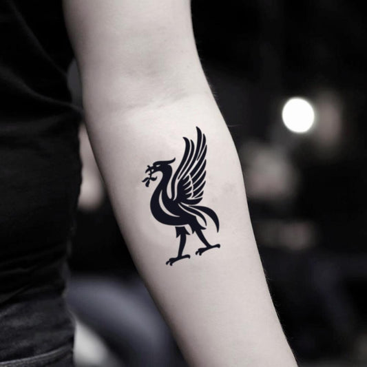 fake small liverpool f.c lfc liverbird england football animal temporary tattoo sticker design idea on inner arm