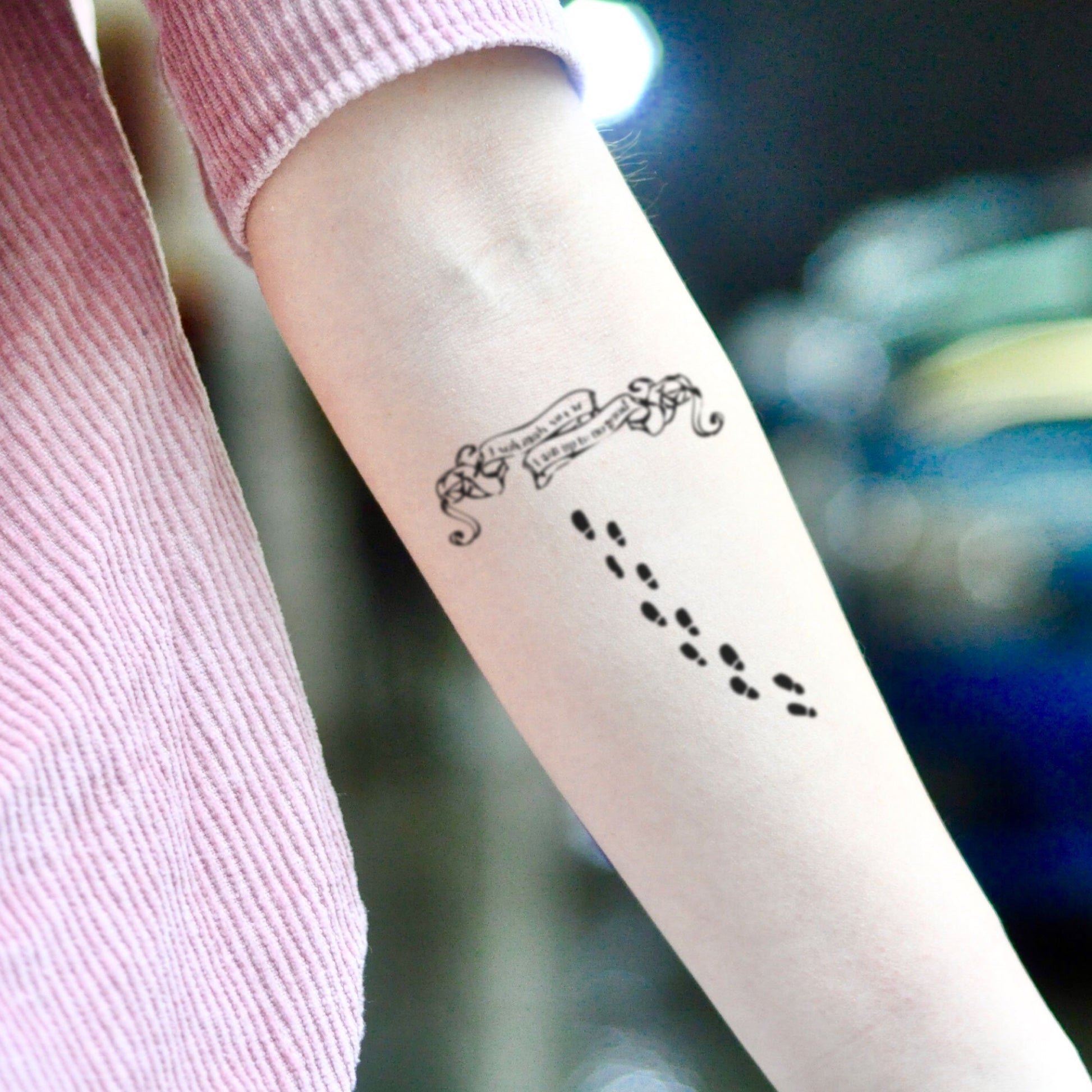 fake small marauders map harry potter illustrative temporary tattoo sticker design idea on inner arm