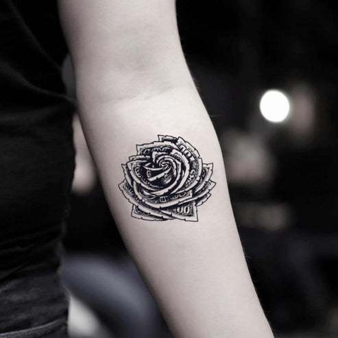 Money Rose Temporary Tattoo Sticker - OhMyTat