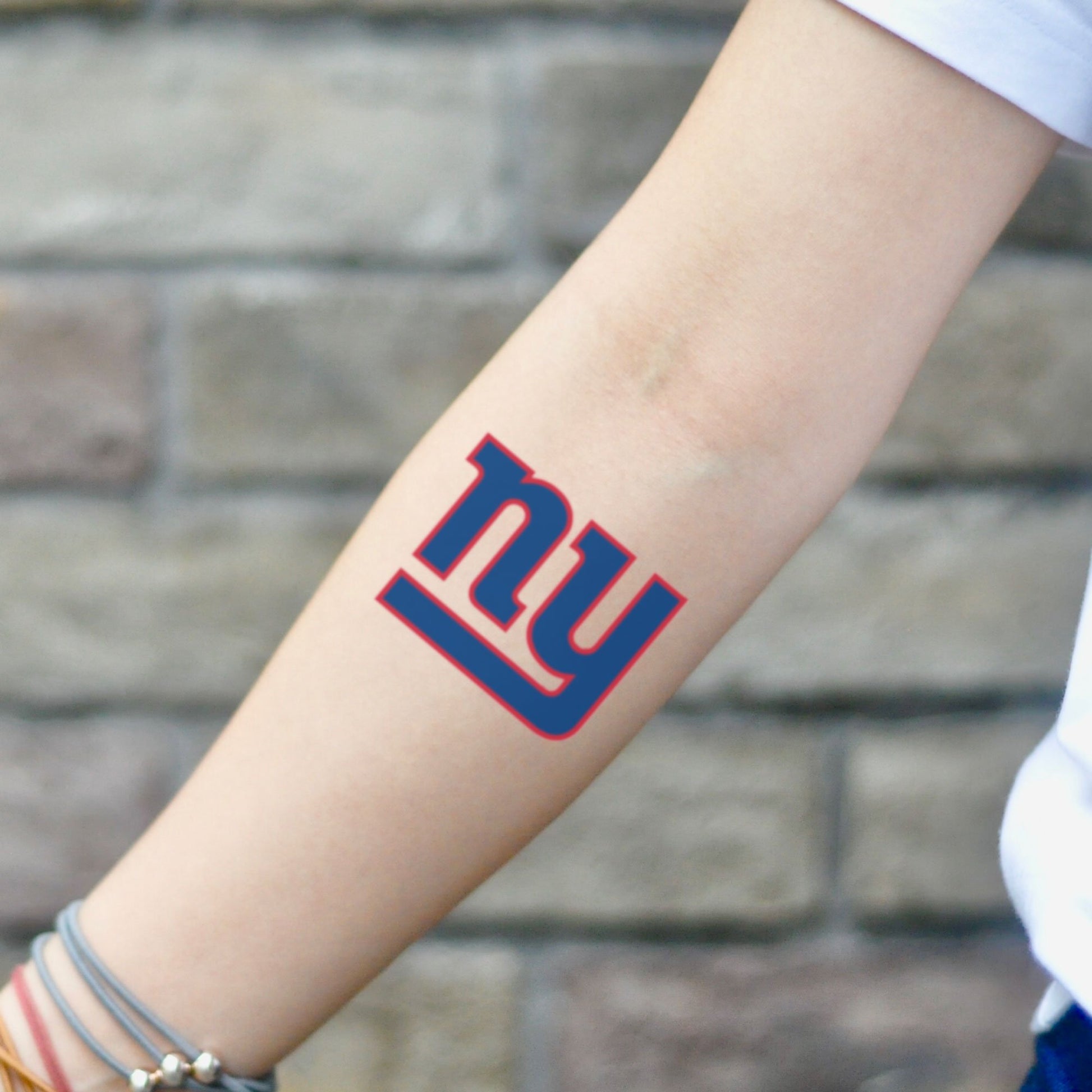 fake small new york ny giants color temporary tattoo sticker design idea on inner arm