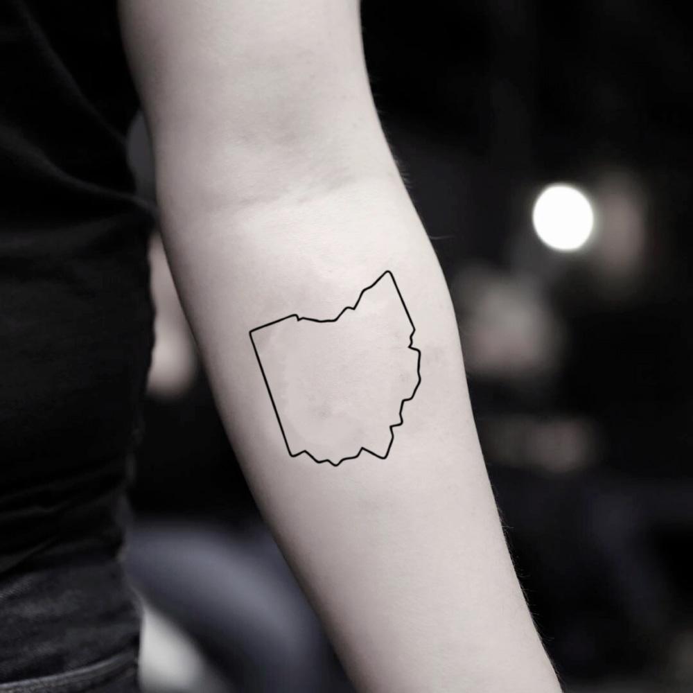 fake small ohio minimalist temporary tattoo sticker design idea on inner arm