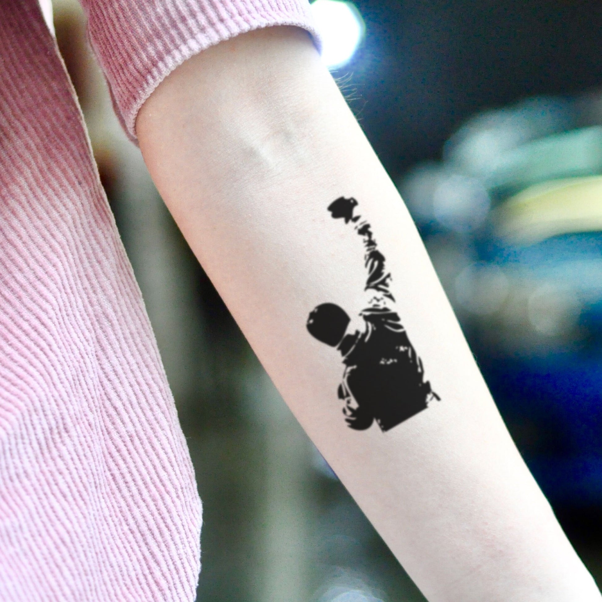 fake small rocky balboa minimalist temporary tattoo sticker design idea on inner arm