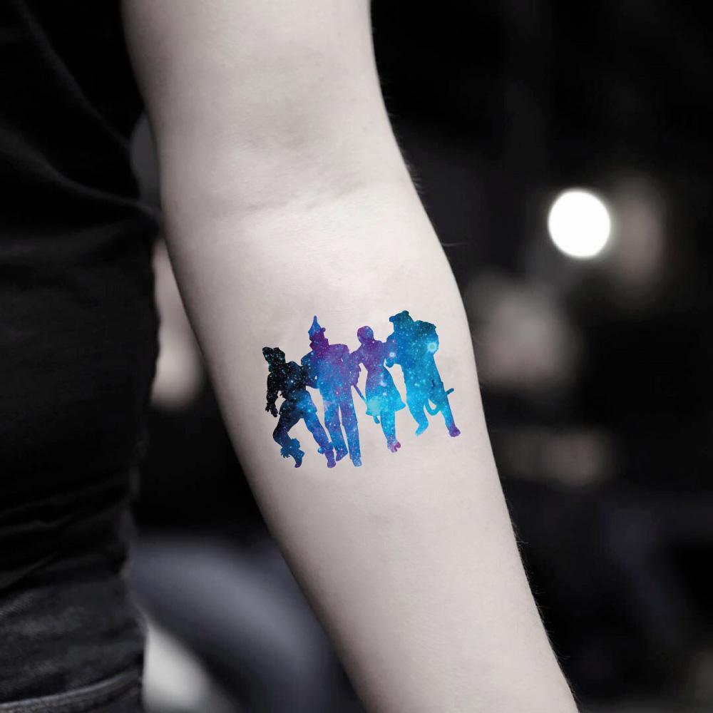 fake small the wizard of oz galaxy color temporary tattoo sticker design idea on inner arm