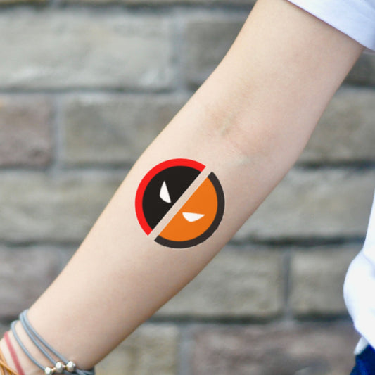fake small wilson vs wilson deadpool deathstroke Color temporary tattoo sticker design idea on inner arm