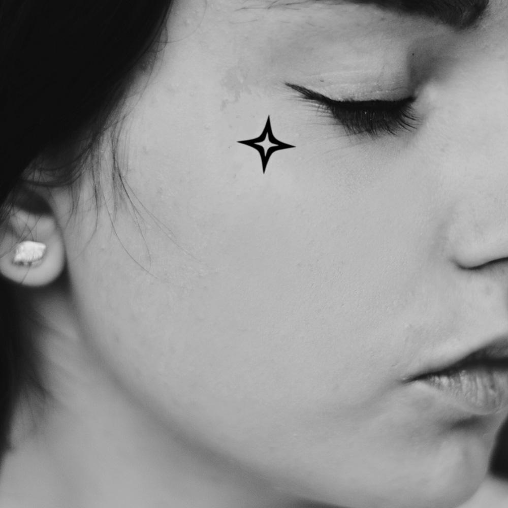 fake tiny lil pump minimalist temporary tattoo sticker design idea on face